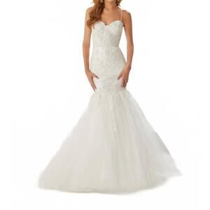 NEW TIFFANY DESIGNS women's corset mermaid gown in ivory